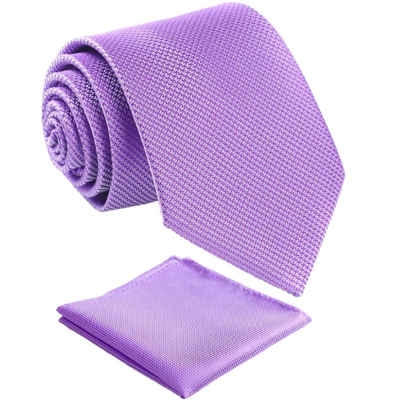 fortunatever Mens Solid Neckties,Lavender Ties For Men With Pocket Square+Gift Box,58"Ã—3.35" - Image 1